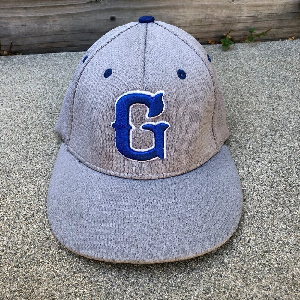 RICHARDSON G Logo Fitted Hat XS/S Baseball Cap Mesh Blue Embroidered Grey​